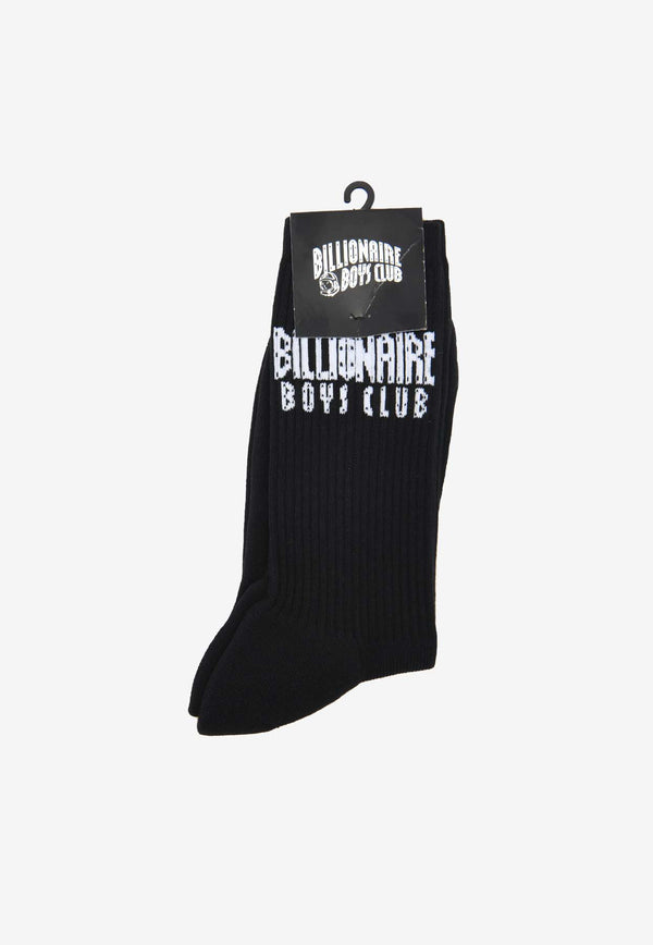 Billionaire Boys Club Straight Logo Rib Knit Socks BC017BLACK