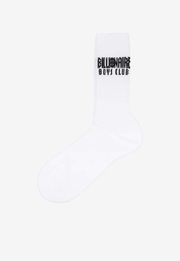 Billionaire Boys Club Straight Logo Rib Knit Socks BC017WHITE