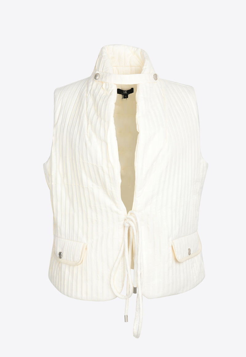 LIE Striped Padded Vest White I43V01WHITE