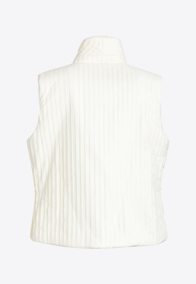 LIE Striped Padded Vest White I43V01WHITE