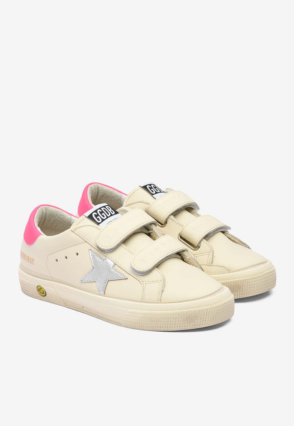 Golden Goose DB Kids Girls May School Sneakers with Laminated Star GYF00198.F005320.11693WHITE MULTI