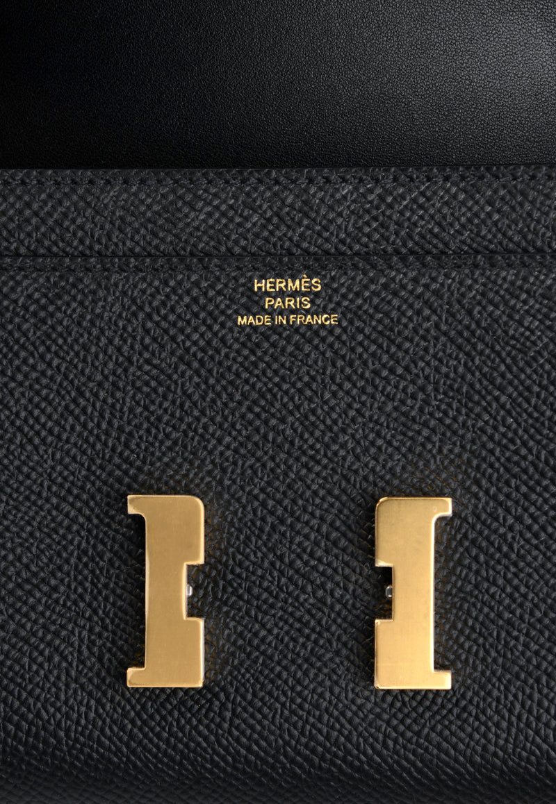 Constance To Go Wallet in Black Epsom with Gold Hardware