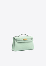 Hermès Kelly Pochette Clutch Bag in Vert d'Eau Matte Alligator with Gold Hardware