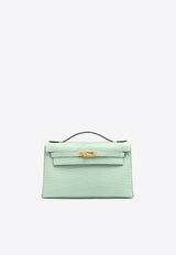 Hermès Kelly Pochette Clutch Bag in Vert d'Eau Matte Alligator with Gold Hardware