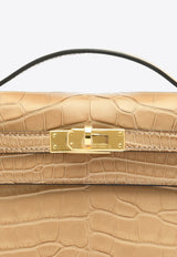 Hermès Kelly Pochette Clutch Bag in Chai Matte Alligator with Gold Hardware