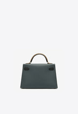 Hermès Mini Kelly 20 Sellier Tricolor in Gris Misty, Black and Alezan Epsom with Permabrass Hardware