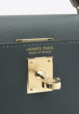 Hermès Mini Kelly 20 Sellier Tricolor in Gris Misty, Black and Alezan Epsom with Permabrass Hardware