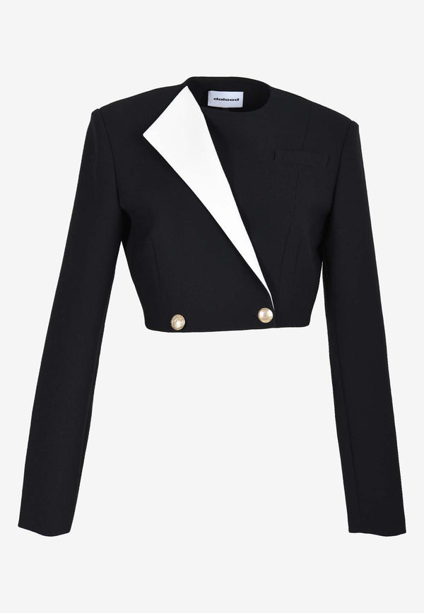 Dalood Double-Breasted Cropped Blazer  PS2461BLACK/WHITE