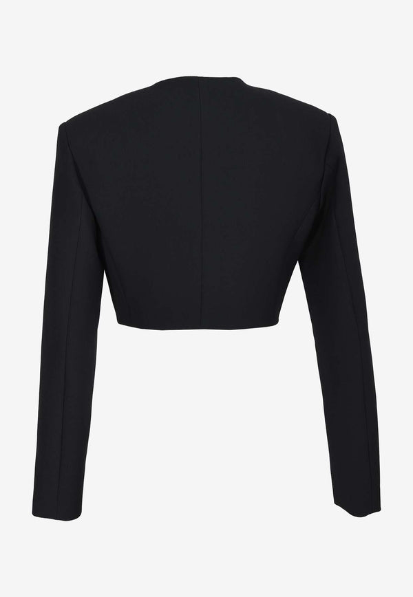 Dalood Double-Breasted Cropped Blazer  PS2461BLACK/WHITE