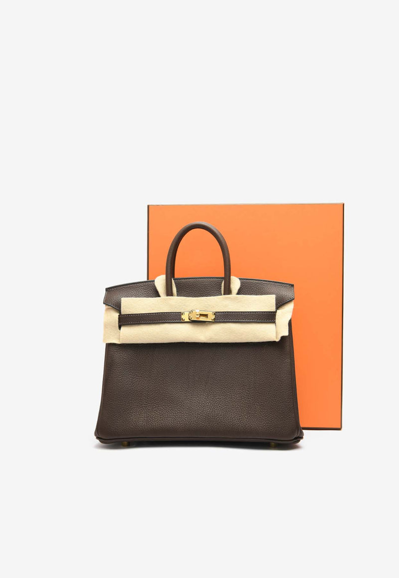 Hermès Birkin 25 in Ebene Faubourg Barenia with Gold Hardware