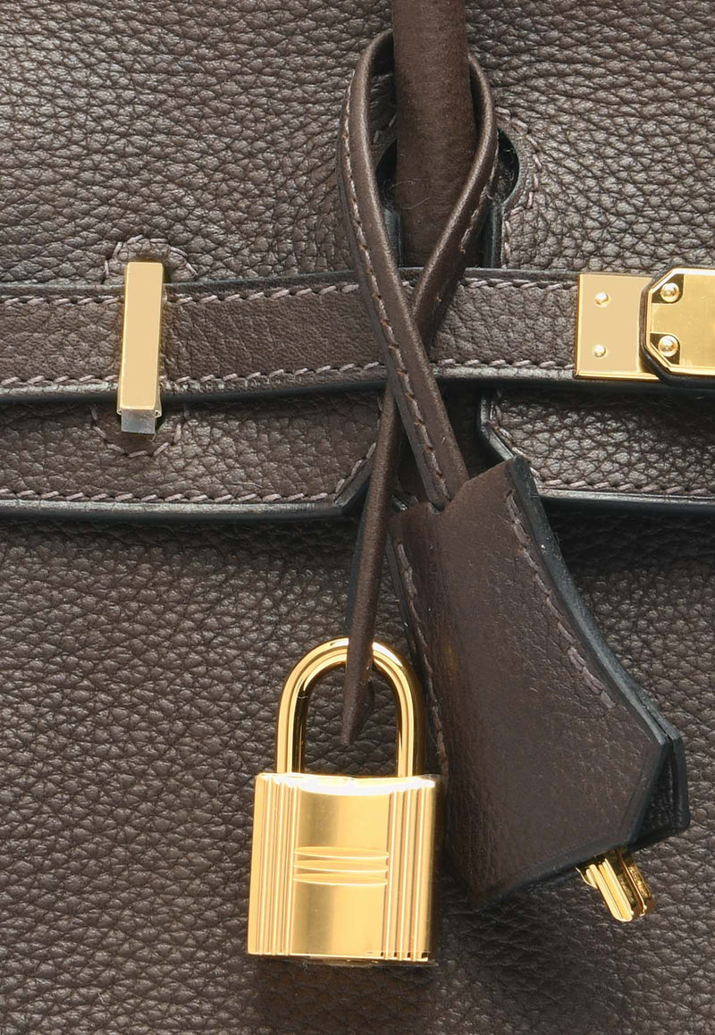 Hermès Birkin 25 in Ebene Faubourg Barenia with Gold Hardware