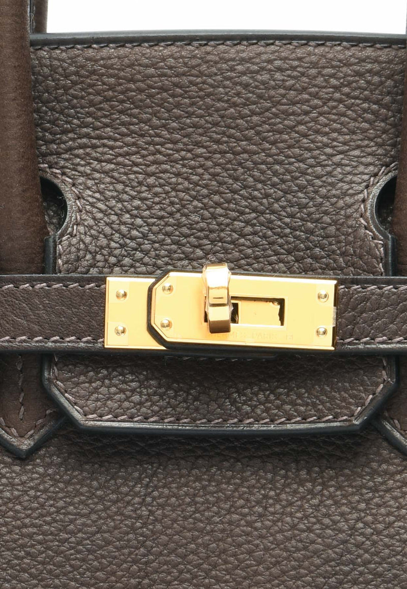 Hermès Birkin 25 in Ebene Faubourg Barenia with Gold Hardware