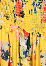 Zimmermann Kids Girls Alight Floral Print Shirred Dress Yellow 8996DRS241YELLOW