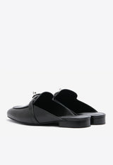 Oz Leather Flat Mules with Palladium Kelly Buckle