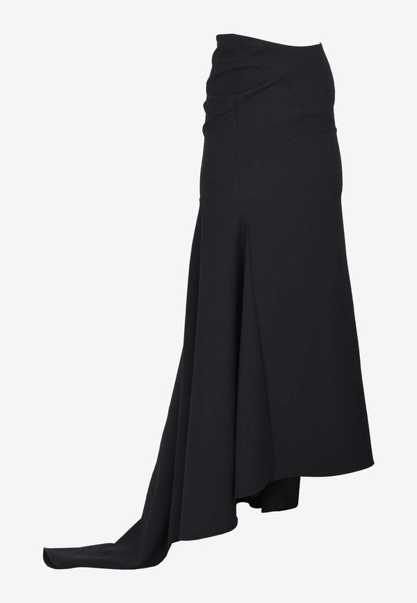 Dalood May Asymmetric Draped Long Skirt PS2411BLACK