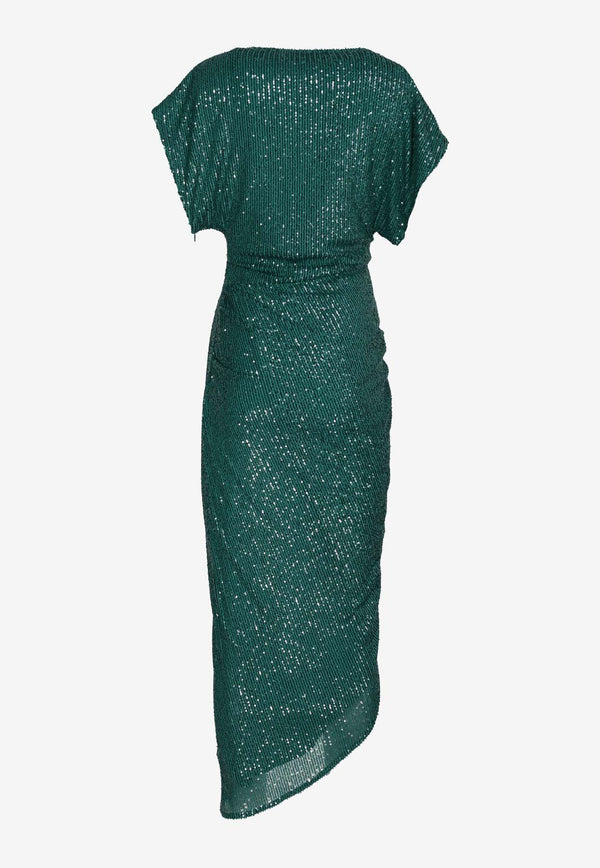In The Mood For Love Bercot Sequined Midi Dress CO0000100002GREEN