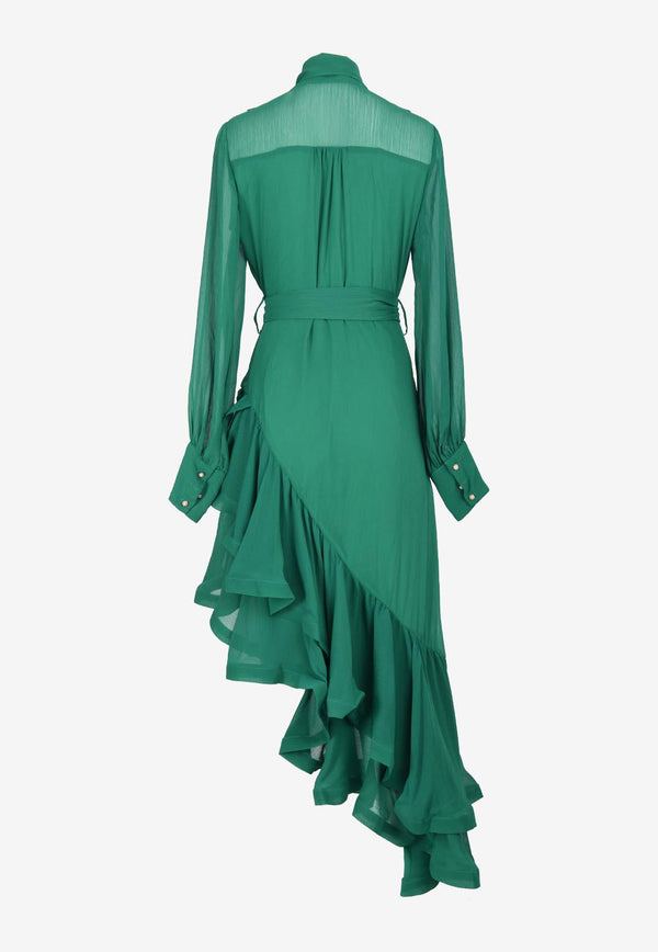 Elliatt Genevieve Asymmetric Ruffled Dress EB1052110GREEN