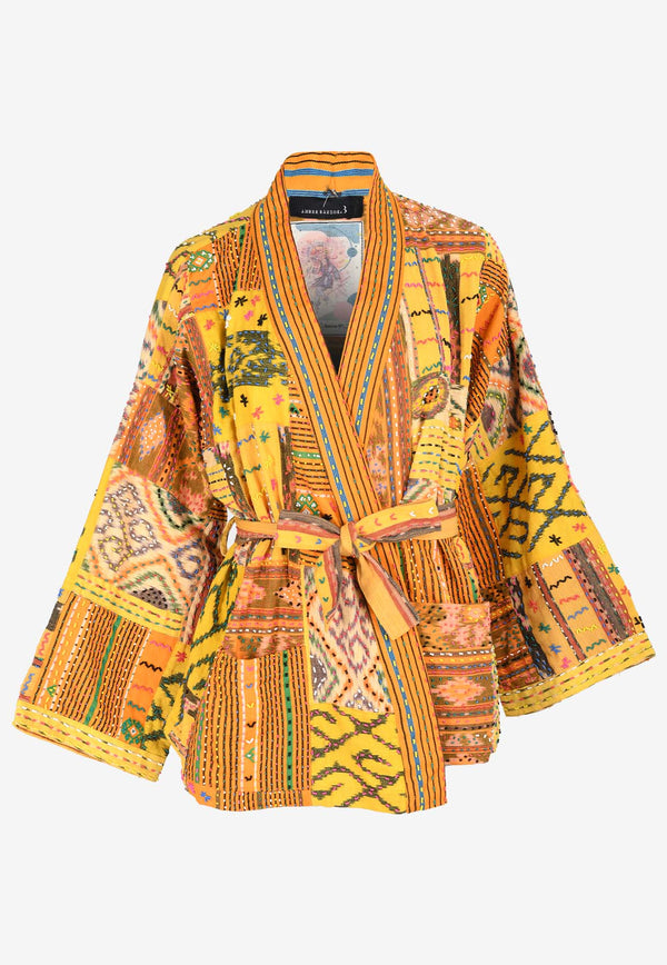 Ambre Babzoe Patchwork Kimono Jacket 6201.90.90YELLOW