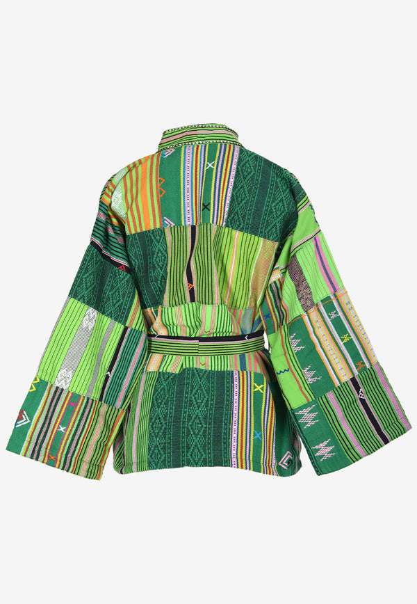 Ambre Babzoe Embellished Patterned Kimono Jacket 6201.90.90GREEN