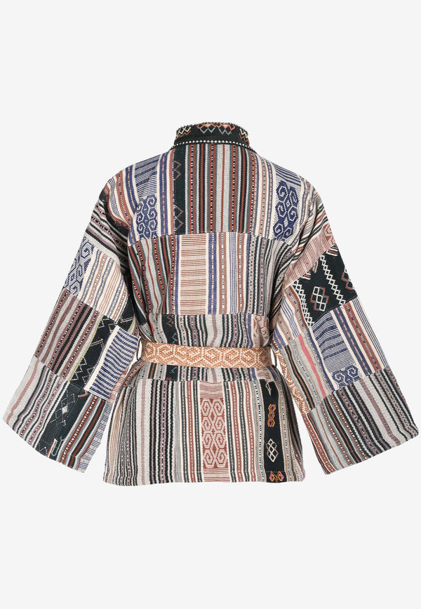 Ambre Babzoe Embellished Patterned Kimono Jacket 6201.90.90BLUE