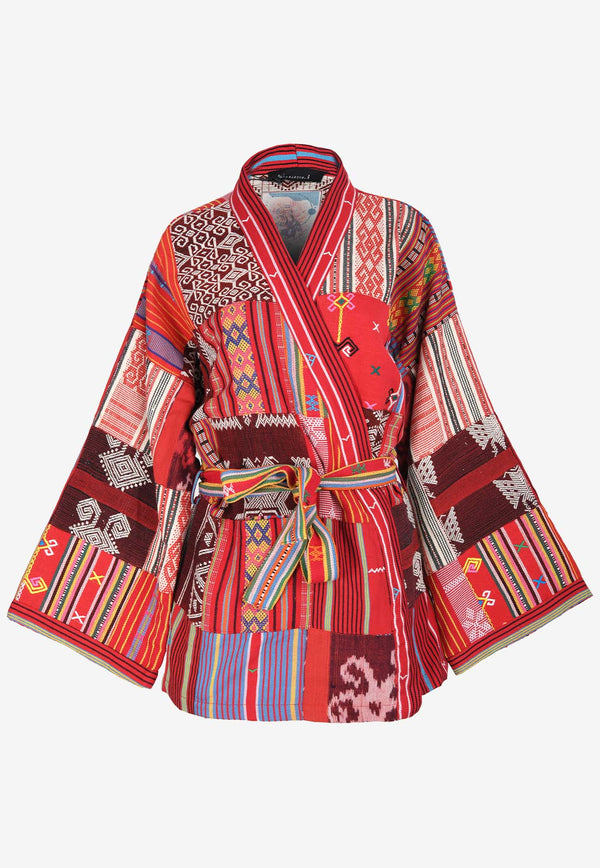 Ambre Babzoe Patchwork Kimono Jacket 6201.90.90RED
