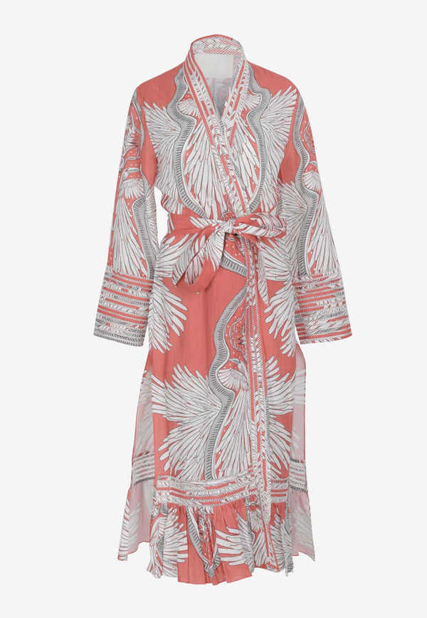 Maison La Plage Hawai Printed Midi Robe Dress D115CORAL