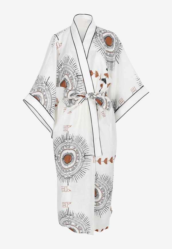 Maison La Plage Gazelle Printed Kimono T110WHITE MULTI
