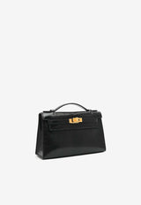 Hermès Kelly Pochette Clutch Bag in Black Shiny Nilo Lizard with Gold Hardware