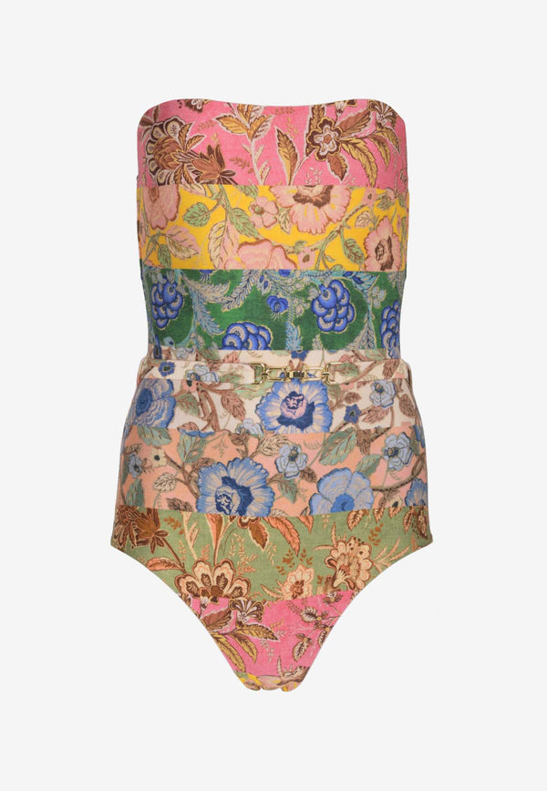 Zimmermann Junie Floral Print Strapless One-Piece Swimsuit Multicolor 8764WRS243MULTICOLOUR