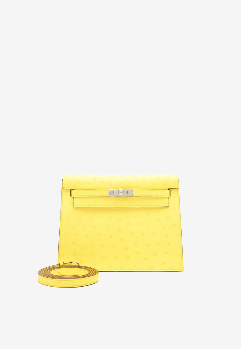 Hermès Kelly Danse in Jaune Citron Ostrich Boreale with Palladium Hardware