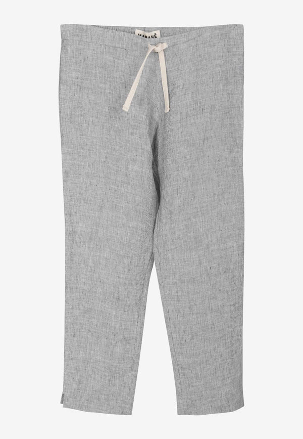 Marané Straight-Leg Drawstring Pants Gray MPGREY