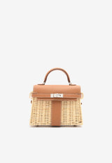 Hermès Mini Kelly 20 Picnic in Naturel Osier and Gold Swift Leather with Palladium Hardware