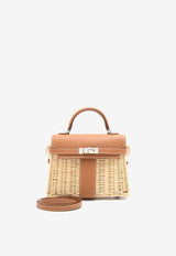 Hermès Mini Kelly 20 Picnic in Naturel Osier and Gold Swift Leather with Palladium Hardware