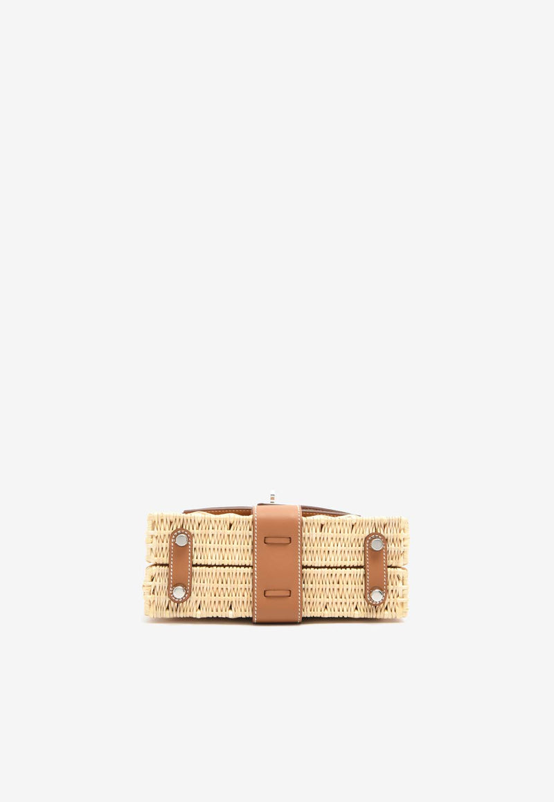 Hermès Mini Kelly 20 Picnic in Naturel Osier and Gold Swift Leather with Palladium Hardware