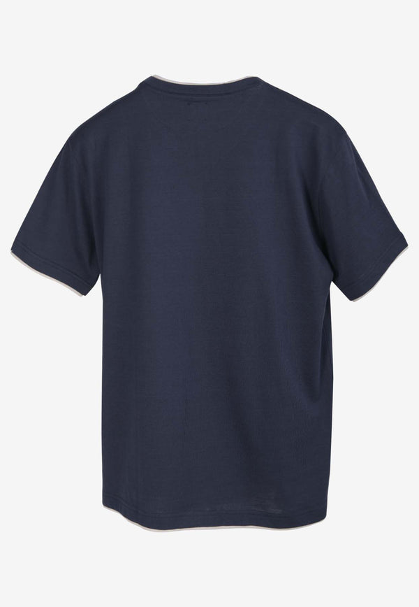 Eleventy Double Layer V-neck T-shirt I75TSHI03TES0I201NAVY