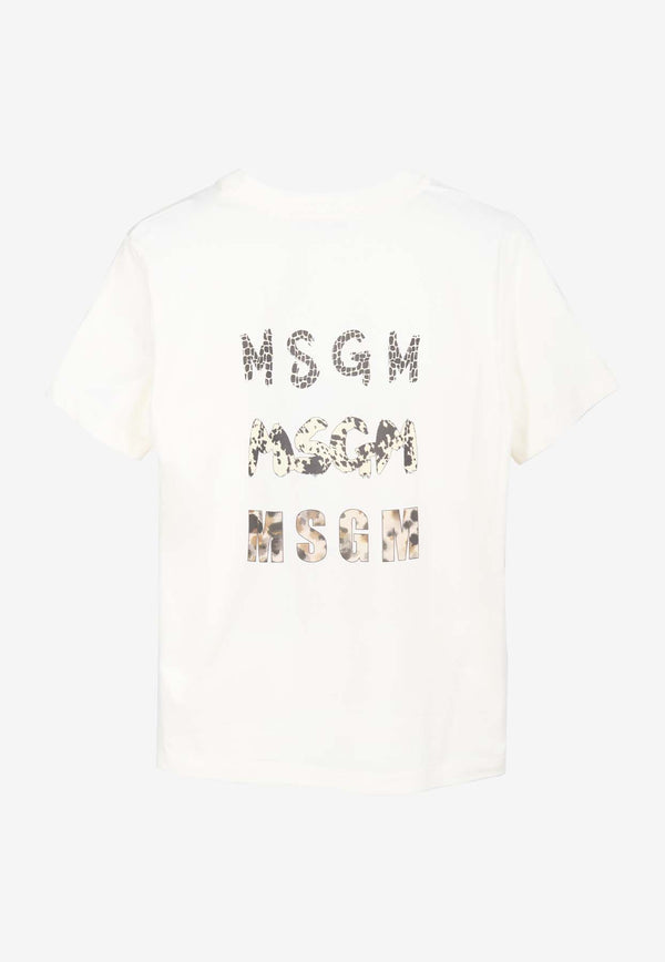 MSGM Logo Print Crewneck T-shirt Off-white 3641MDM108247002OFF WHITE/ECRU