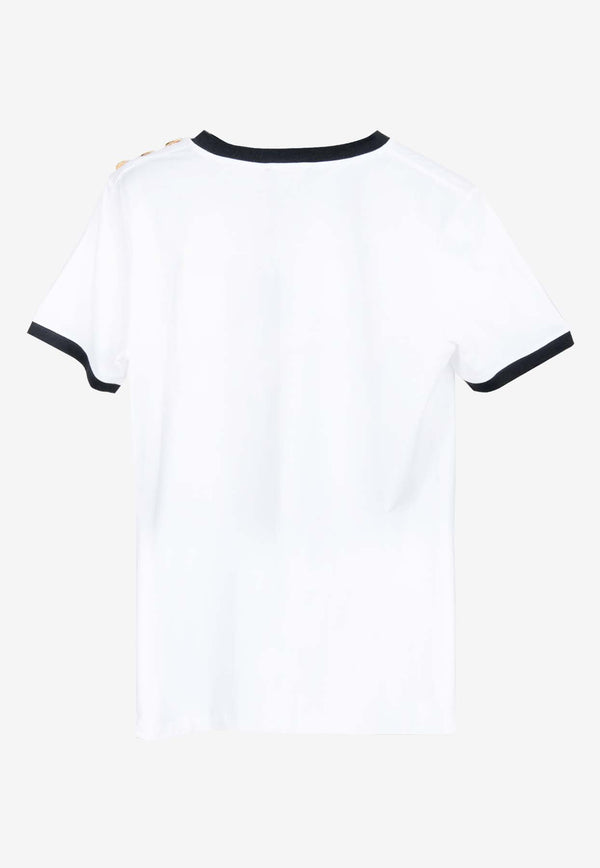 Balmain Logo Print Crewneck T-shirt CF1EF006BB02BLACK/WHITE