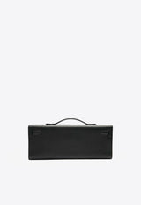 Kelly Cut Clutch Bag in Black Swift Leather with Gold Hardware