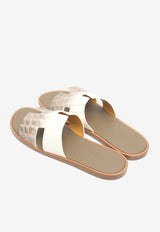 Hermès Izmir Sandals in Himalayan Blanc Matt Nilo Croc Leather