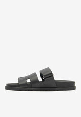 Chypre Sandals in Black Calfskin