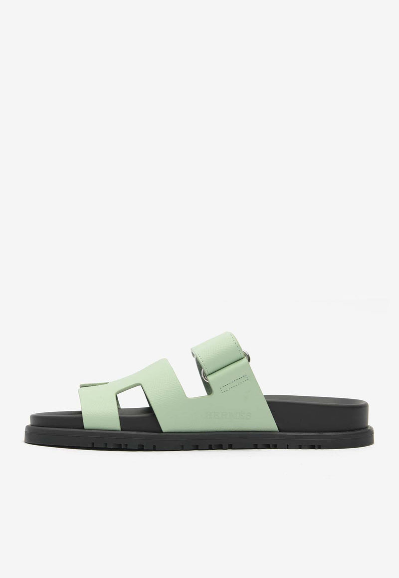 Hermès Chypre Sandals in Vert Jade Epsom Leather