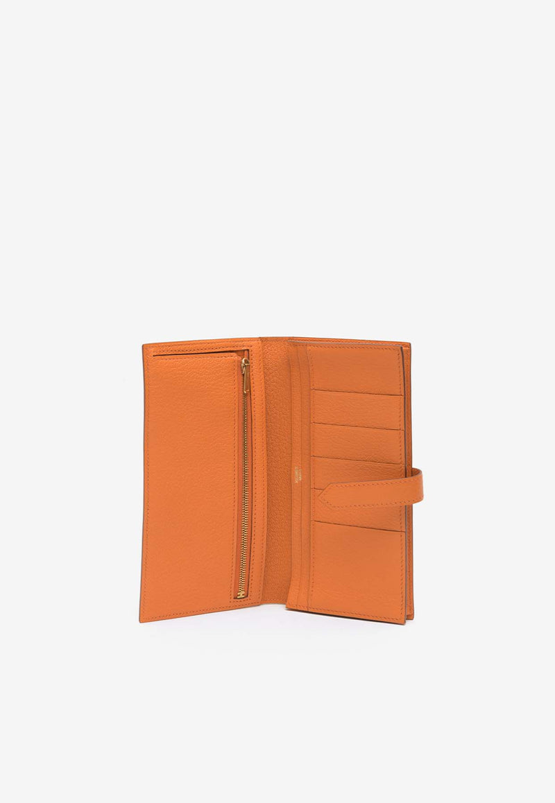 Hermès Bearn Wallet in Orange Chevre Mysore Leather with Gold Hardware