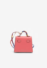 Hermès Kelly Twilly Bag Charm in Rose Lipstick Tadelakt with Printed Silk Strap