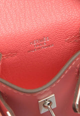 Hermès Kelly Twilly Bag Charm in Rose Lipstick Tadelakt with Printed Silk Strap