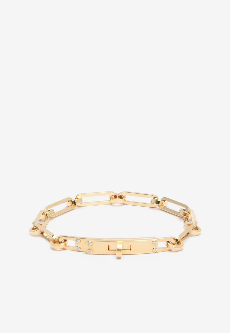 Hermès Kelly PM Chaine Bracelet in Yellow Gold and 6 Diamonds