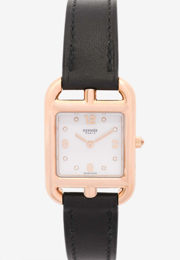 Hermès Small Cape Cod Watch 31mm in Barenia Single Tour Strap with Rose Gold Case