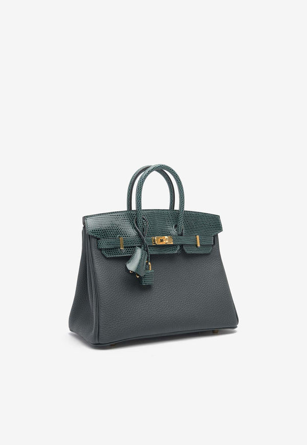 Hermès Birkin 25 Touch in Vert Rousseau Togo and Vert Cypres Shiny Nilo Lizard with Gold Hardware