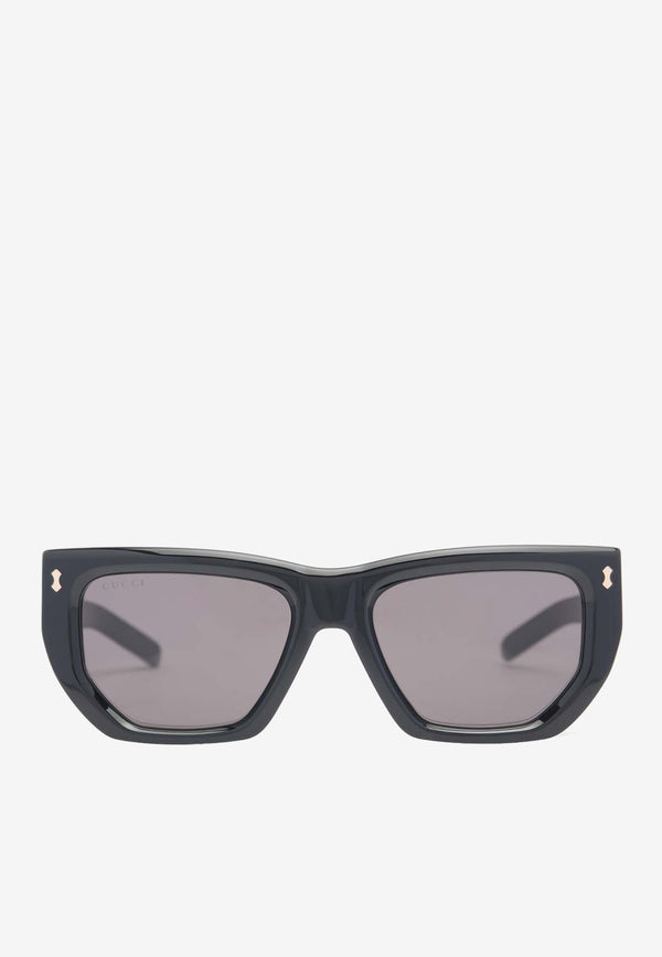 Gucci Logo Square Sunglasses Gray GG1520SBLACK