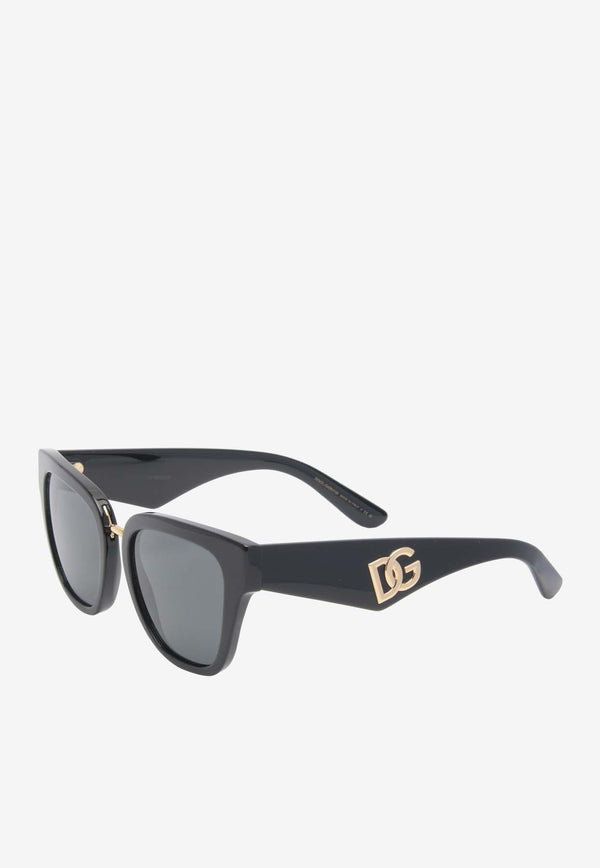 Dolce & Gabbana DG Logo Butterfly Sunglasses Gray 0DG443750187BLACK