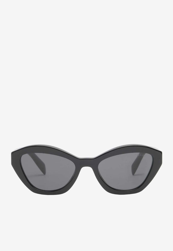 Prada Logo Print Geometric Sunglasses Gray 0PRA02SBLACK